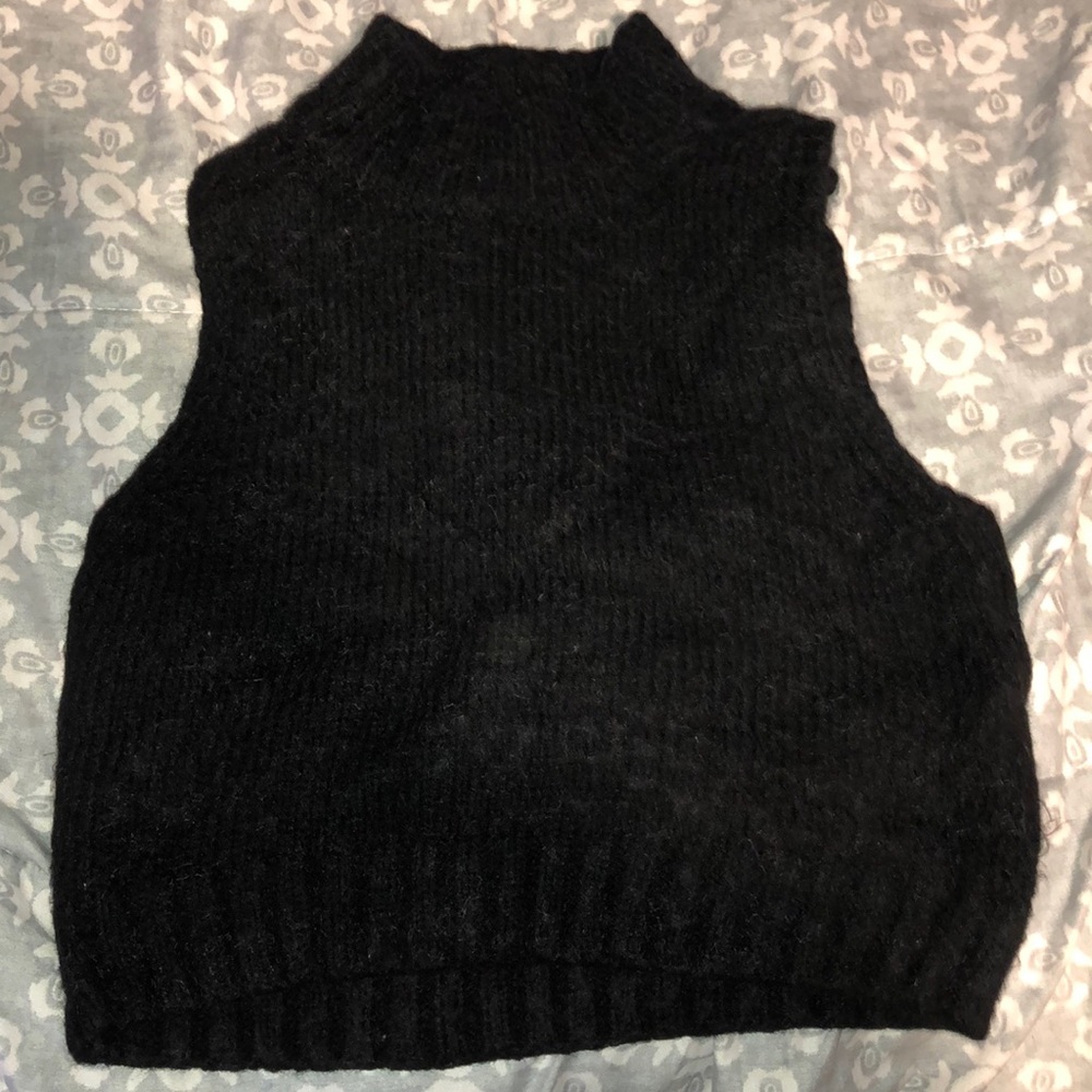 fuzzy black crop top